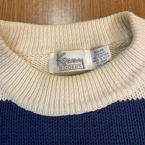 Kenny Rogers Blue and Cream Sweater